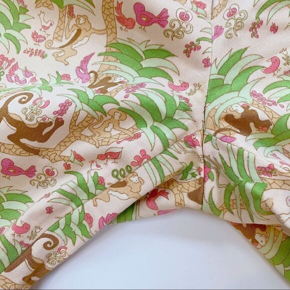 Vintage Tibi Jungle Print Pants Pink Green Animal Print Tropical Designer 10 - Picture 10 of 14